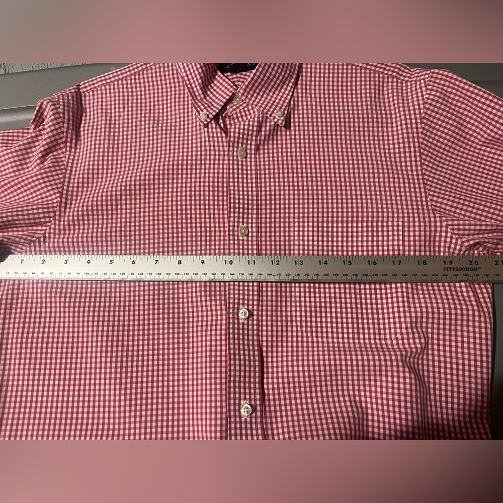 Lands End Red and White Gingham Casual Button Down Shirt Men's 15/33 - Picture 8 of 12